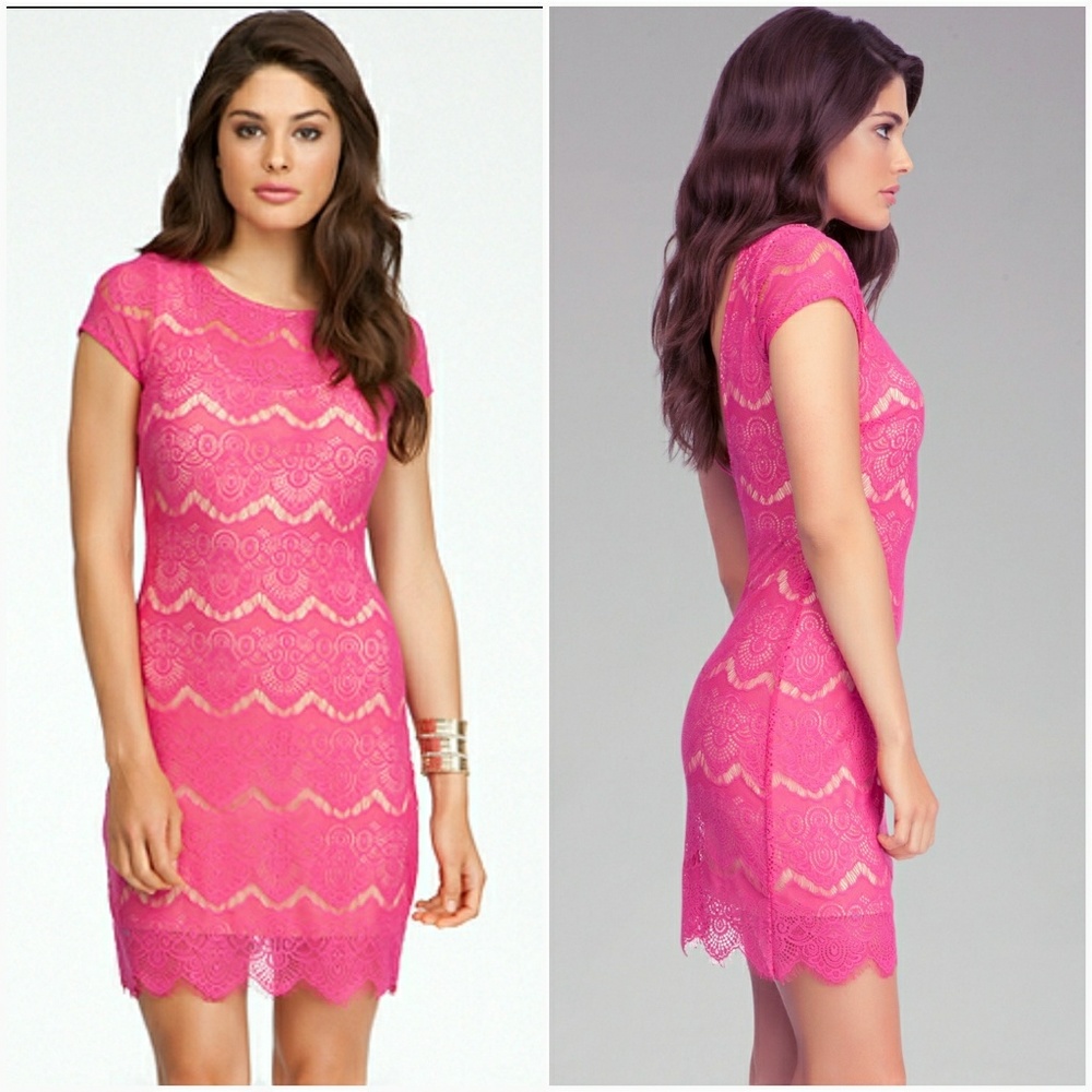Bebe open back lace dress